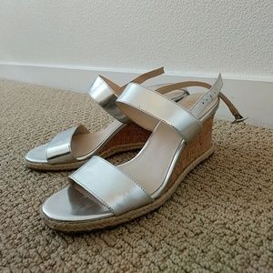 Cole Haan silver cork wedges